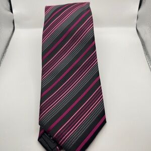 Elegant Pink and Black Striped Men's Tie